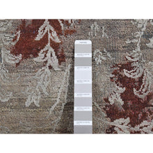 Load image into Gallery viewer, 5&#39;2&quot;x7&#39;1&quot; Stone Gray, Broken Tulip Design, Silk with Textured Wool, Hand Knotted, Oriental Rug FWR485310