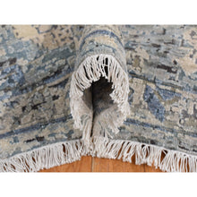 Load image into Gallery viewer, 12&#39;x14&#39;8&quot; Periwinkle Blue, Distressed, Oushak Design, Pure Silk with Textured Wool, Hand Knotted, Oversized Oriental Rug FWR485346