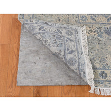 Load image into Gallery viewer, 10&#39;2&quot;x10&#39;2&quot; Periwinkle Blue, Hand Knotted, Distressed, Oushak Design, Pure Silk with Textured Wool, Square Oriental Rug FWR485352