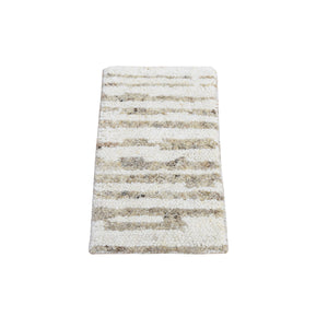 1'1"x2' Cream Color, Hand Knotted, 100% Wool, Modern Design, Sample of Thick and Plush, Mat Oriental Rug FWR485370