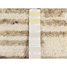 Load image into Gallery viewer, 1&#39;1&quot;x2&#39; Cream Color, Hand Knotted, 100% Wool, Modern Design, Sample of Thick and Plush, Mat Oriental Rug FWR485370