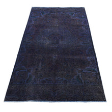 Load image into Gallery viewer, 4&#39;10&quot;x9&#39;9&quot; Purple, Hand Knotted, Overdyed Tabriz, Pure Wool, Wide and Long Shape, Oriental Rug FWR485394