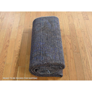 4'10"x9'9" Purple, Hand Knotted, Overdyed Tabriz, Pure Wool, Wide and Long Shape, Oriental Rug FWR485394