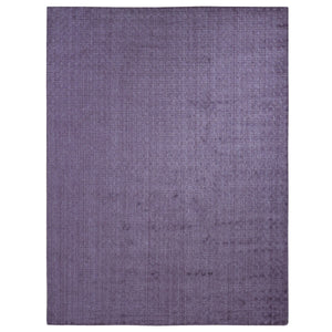 9'1'x12' Deep Ruby Purple, Pure Wool, Hand Loomed, Tone on Tone, Oriental Rug FWR485412