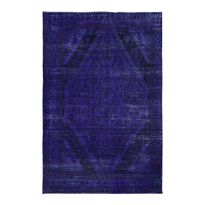 6'5"x9'10" Purple, Overdyed Vintage Persian Bibikabad, Handmade, Pure Wool, Oriental Rug FWR485418