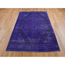 Load image into Gallery viewer, 6&#39;5&quot;x9&#39;10&quot; Purple, Overdyed Vintage Persian Bibikabad, Handmade, Pure Wool, Oriental Rug FWR485418