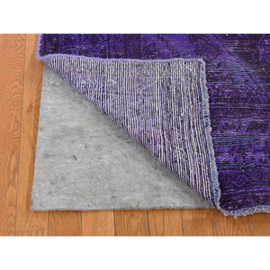 6'5"x9'10" Purple, Overdyed Vintage Persian Bibikabad, Handmade, Pure Wool, Oriental Rug FWR485418