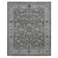 Load image into Gallery viewer, 8&#39;x10&#39; Carbon Gray, Extra Soft Wool, Hand Knotted, Oushak Design, Supple Collection, Thick and Plush, Oriental Rug FWR485430
