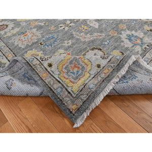8'x10' Carbon Gray, Extra Soft Wool, Hand Knotted, Oushak Design, Supple Collection, Thick and Plush, Oriental Rug FWR485430