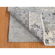 Load image into Gallery viewer, 2&#39;x2&#39;1&quot; Goose Gray, Silk with Textured Wool, Oushak Design, Hand Knotted, Sample Fragment, Square Oriental Rug FWR485442