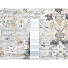 Load image into Gallery viewer, 2&#39;x2&#39;1&quot; Goose Gray, Silk with Textured Wool, Oushak Design, Hand Knotted, Sample Fragment, Square Oriental Rug FWR485442