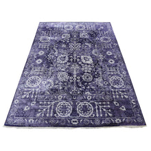 Load image into Gallery viewer, 4&#39;10&quot;x6&#39;8&quot; Medium Purple, Transitional Tabriz, Wool and Silk, Hand Knotted, Oriental Rug FWR485448