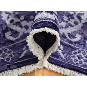 4'10"x6'8" Medium Purple, Transitional Tabriz, Wool and Silk, Hand Knotted, Oriental Rug FWR485448