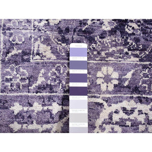 4'10"x6'8" Medium Purple, Transitional Tabriz, Wool and Silk, Hand Knotted, Oriental Rug FWR485448