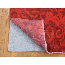 Load image into Gallery viewer, 5&#39;2&quot;x8&#39;3&quot; Candy Apple Red Cast Overdyed Ikat, Hand Knotted, Pure Wool, Oriental Rug FWR485520