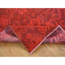 Load image into Gallery viewer, 5&#39;2&quot;x8&#39;3&quot; Candy Apple Red Cast Overdyed Ikat, Hand Knotted, Pure Wool, Oriental Rug FWR485520