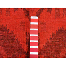 Load image into Gallery viewer, 5&#39;2&quot;x8&#39;3&quot; Candy Apple Red Cast Overdyed Ikat, Hand Knotted, Pure Wool, Oriental Rug FWR485520