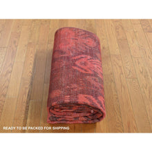 Load image into Gallery viewer, 5&#39;2&quot;x8&#39;3&quot; Candy Apple Red Cast Overdyed Ikat, Hand Knotted, Pure Wool, Oriental Rug FWR485520