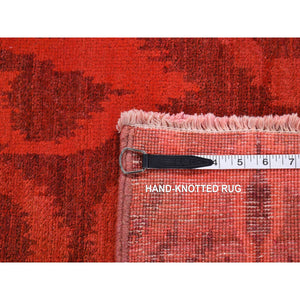 5'2"x8'3" Candy Apple Red Cast Overdyed Ikat, Hand Knotted, Pure Wool, Oriental Rug FWR485520