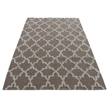 Load image into Gallery viewer, 5&#39;x7&#39; Beaver Brown, Pure Wool, Hand Knotted, Mixed Kilim and Piled Design, Hi and Lo, Oriental Rug FWR485526
