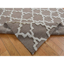 Load image into Gallery viewer, 5&#39;x7&#39; Beaver Brown, Pure Wool, Hand Knotted, Mixed Kilim and Piled Design, Hi and Lo, Oriental Rug FWR485526