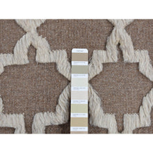 Load image into Gallery viewer, 5&#39;x7&#39; Beaver Brown, Pure Wool, Hand Knotted, Mixed Kilim and Piled Design, Hi and Lo, Oriental Rug FWR485526