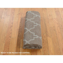 Load image into Gallery viewer, 5&#39;x7&#39; Beaver Brown, Pure Wool, Hand Knotted, Mixed Kilim and Piled Design, Hi and Lo, Oriental Rug FWR485526