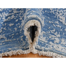 Load image into Gallery viewer, 5&#39;1&quot;x7&#39; Denim Blue, Wool and Pure Silk, Hand Knotted, Broken and Erased Persian Design, Oriental Rug FWR485562