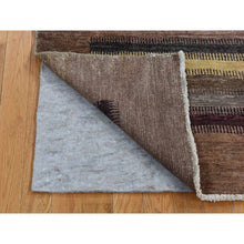 Load image into Gallery viewer, 5&#39;4&quot;x7&#39;8&quot; Coffee Brown, Striped Modern Gabbeh Design, Hand Knotted, Pure Wool, Oriental Rug FWR485640
