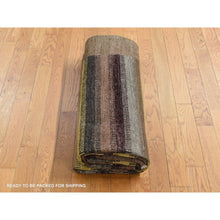 Load image into Gallery viewer, 5&#39;4&quot;x7&#39;8&quot; Coffee Brown, Striped Modern Gabbeh Design, Hand Knotted, Pure Wool, Oriental Rug FWR485640