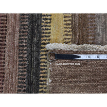Load image into Gallery viewer, 5&#39;4&quot;x7&#39;8&quot; Coffee Brown, Striped Modern Gabbeh Design, Hand Knotted, Pure Wool, Oriental Rug FWR485640