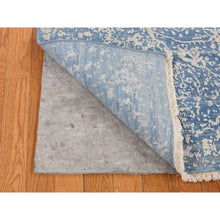Load image into Gallery viewer, 5&#39;1&quot;x7&#39; Air Force Blue, Hand Knotted, Broken and Erased Persian Medallion Design, Wool and Pure Silk, Oriental Rug FWR485748