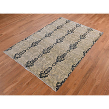 Load image into Gallery viewer, 5&#39;10&quot;x8&#39;7&quot; Almond Brown, Tone on Tone Ikat Design, Pure Wool, Hand Knotted, Oriental Rug FWR485784