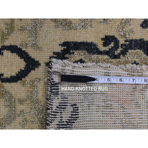 5'10"x8'7" Almond Brown, Tone on Tone Ikat Design, Pure Wool, Hand Knotted, Oriental Rug FWR485784