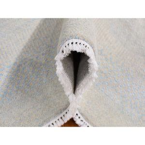 6'x9'3" Powder Blue, Grass Design Gabbeh, Wool and Silk, Hand Knotted, Oriental Rug FWR485796