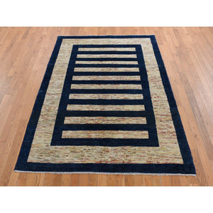 5'7"x8' Tan Brown, Pure Wool, Peshawar Gabbeh, Hand Knotted, On Clearance, Oriental Rug FWR485838