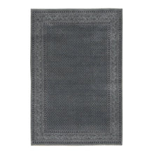 Load image into Gallery viewer, 6&#39;x9&#39; Battleship Gray, Sarouk Mir Small Repetitive Boteh Design, Wool and Silk, Hand Knotted, Oriental Rug FWR485844
