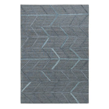 Load image into Gallery viewer, 6&#39;x8&#39;10&quot; Old Silver Gray, Hand Loomed, Wool and Silk, Modern Arrow Design, Hi-Lo Pile, Oriental Rug FWR485850