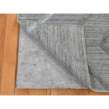 Load image into Gallery viewer, 6&#39;x8&#39;10&quot; Old Silver Gray, Hand Loomed, Wool and Silk, Modern Arrow Design, Hi-Lo Pile, Oriental Rug FWR485850