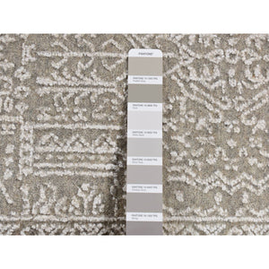 5'9"x9' Dorian Gray, Wool and Plant Based Silk, Fine Jacquard Hand Loomed, Tone on Tone, Oriental Rug FWR485868