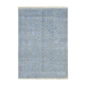 5'7"x7'10" Silk Gray, Kashan, 250 KPSI, Half Wool Half Silk, Hand Knotted, Soft to The Touch, Oriental Rug FWR485892