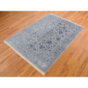 5'7"x7'10" Silk Gray, Kashan, 250 KPSI, Half Wool Half Silk, Hand Knotted, Soft to The Touch, Oriental Rug FWR485892