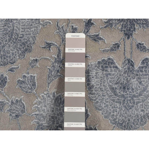 5'7"x7'10" Silk Gray, Kashan, 250 KPSI, Half Wool Half Silk, Hand Knotted, Soft to The Touch, Oriental Rug FWR485892