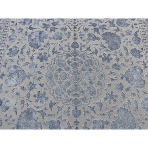 5'7"x7'10" Silk Gray, Kashan, 250 KPSI, Half Wool Half Silk, Hand Knotted, Soft to The Touch, Oriental Rug FWR485892
