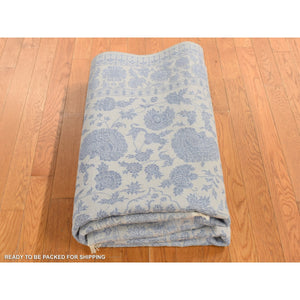 5'7"x7'10" Silk Gray, Kashan, 250 KPSI, Half Wool Half Silk, Hand Knotted, Soft to The Touch, Oriental Rug FWR485892