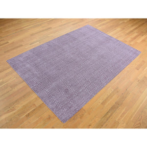 6'1"x9' Liserian Purple, Pure Wool, Tone on Tone, Hand Loomed, Oriental Rug FWR485922