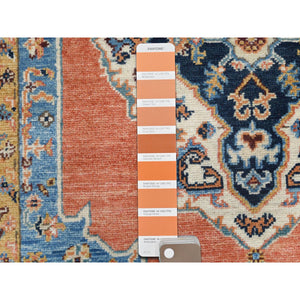 4'x6' Burnt Orange Hand Knotted, Natural Dyes, Pure Wool Afghan Peshawar with Bakshaish Design Oriental Rug FWR486090
