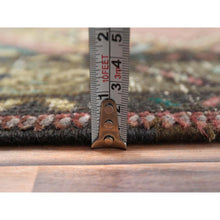 Load image into Gallery viewer, 3&#39;9&quot;x12&#39;8&quot; Mocha Brown, Hand Knotted Vintage Persian Tabriz, Sheared Low Distressed Look Worn Wool, Wide Runner Oriental Rug FWR486282