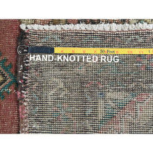 Load image into Gallery viewer, 3&#39;9&quot;x12&#39;8&quot; Mocha Brown, Hand Knotted Vintage Persian Tabriz, Sheared Low Distressed Look Worn Wool, Wide Runner Oriental Rug FWR486282