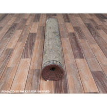 Load image into Gallery viewer, 3&#39;4&quot;x9&#39;9&quot; Almond Brown, Vintage Persian Hamadan with Flower Design Sheared Low, Distressed Look Worn Wool Hand Knotted, Wide Runner Oriental Rug FWR486342